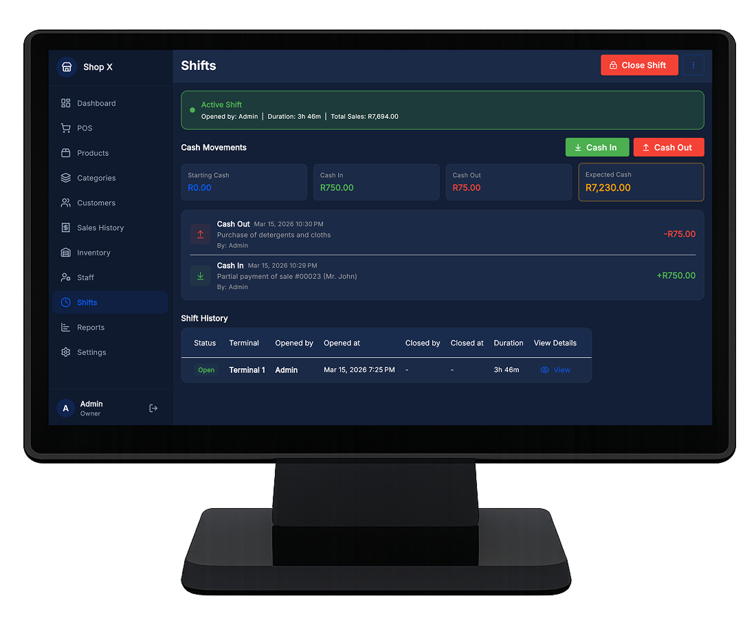 MozStock — Shift Management