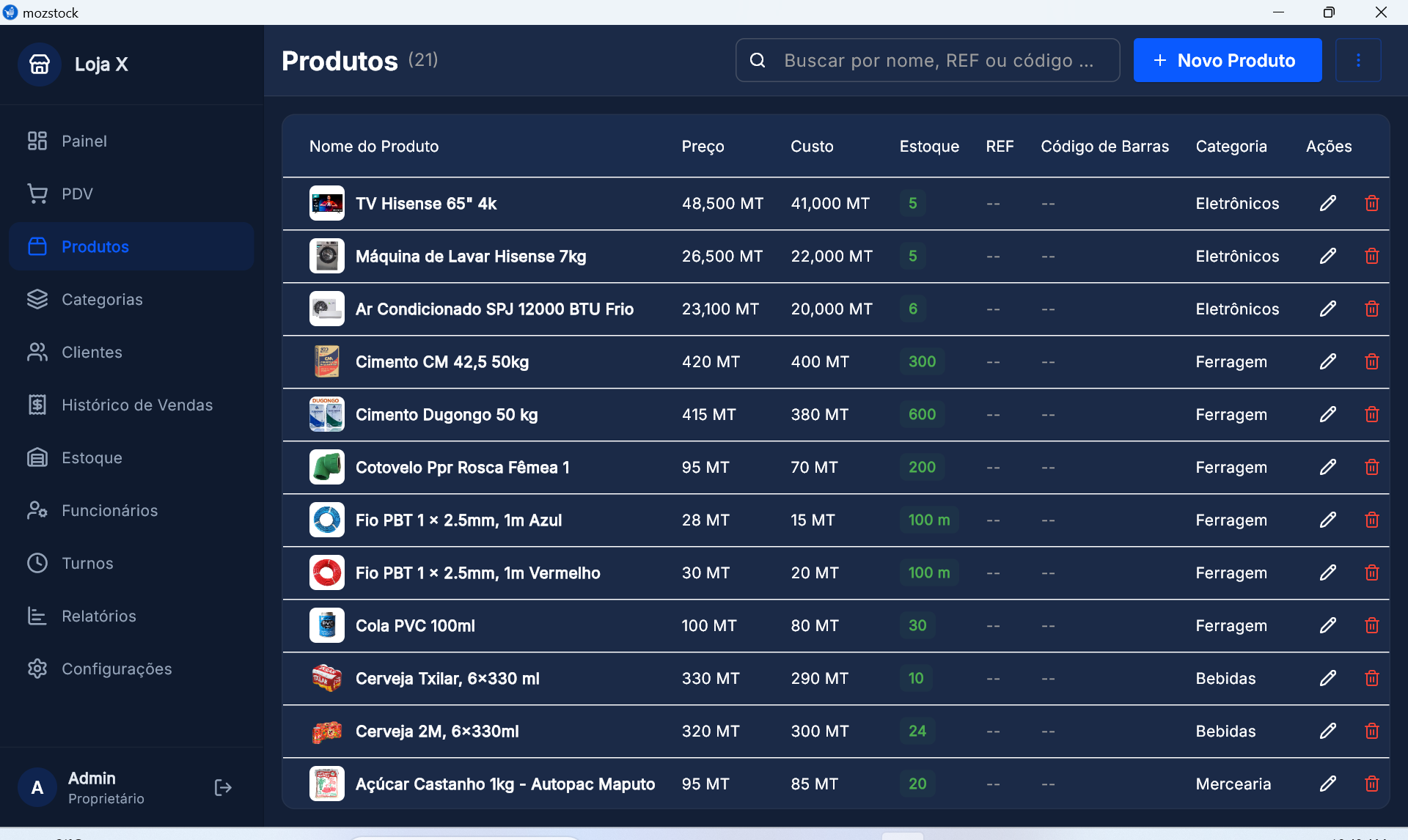 MozStock — Gestão de Produtos