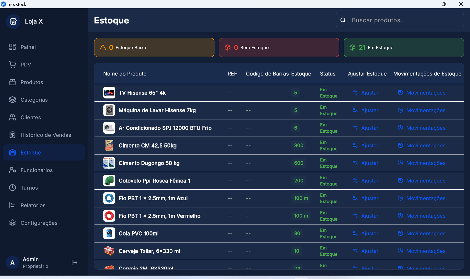 MozStock — Gestão de Stock
